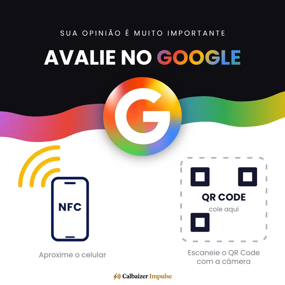Placa NFC de avaliação do Google com QR code