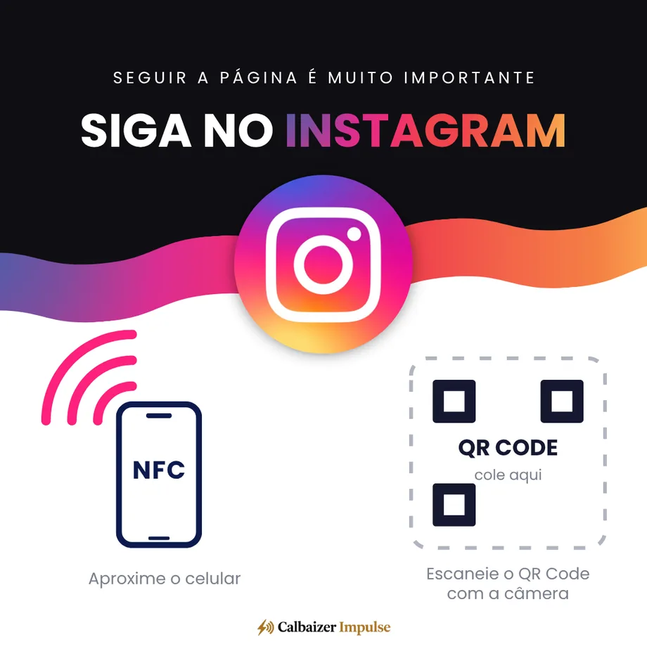 Placa NFC do Instagram com QR code